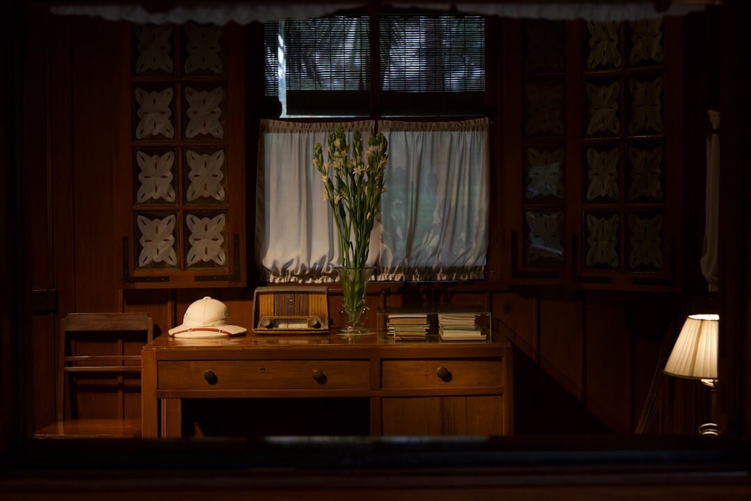 writer at wooden desk
